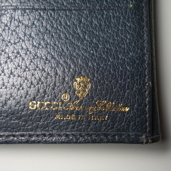 Vintage Gucci GG Blue Monogram Sherry Bi-Fold Long Wallet, Size 4.25 in x 7.5 in - Picture 7 of 16